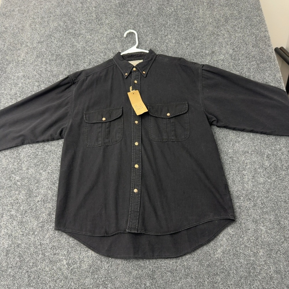 Vintage NWT Unionbay Shirt Mens M Black Cotton Button Down Dual Pocket Workwear